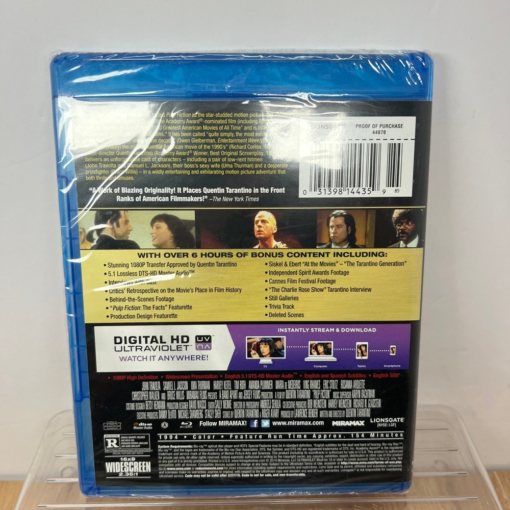 Pulp Fiction (Blu-ray) Digital HD Crime Drama R Sealed Quentin Tarantino Film - Picture 2 of 3